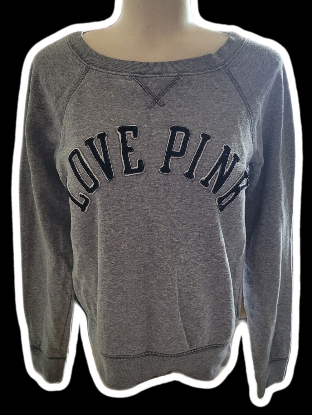 victoria secret love pink 2010s y2k mcbling heather grey crewneck sweatshirtᯓ★